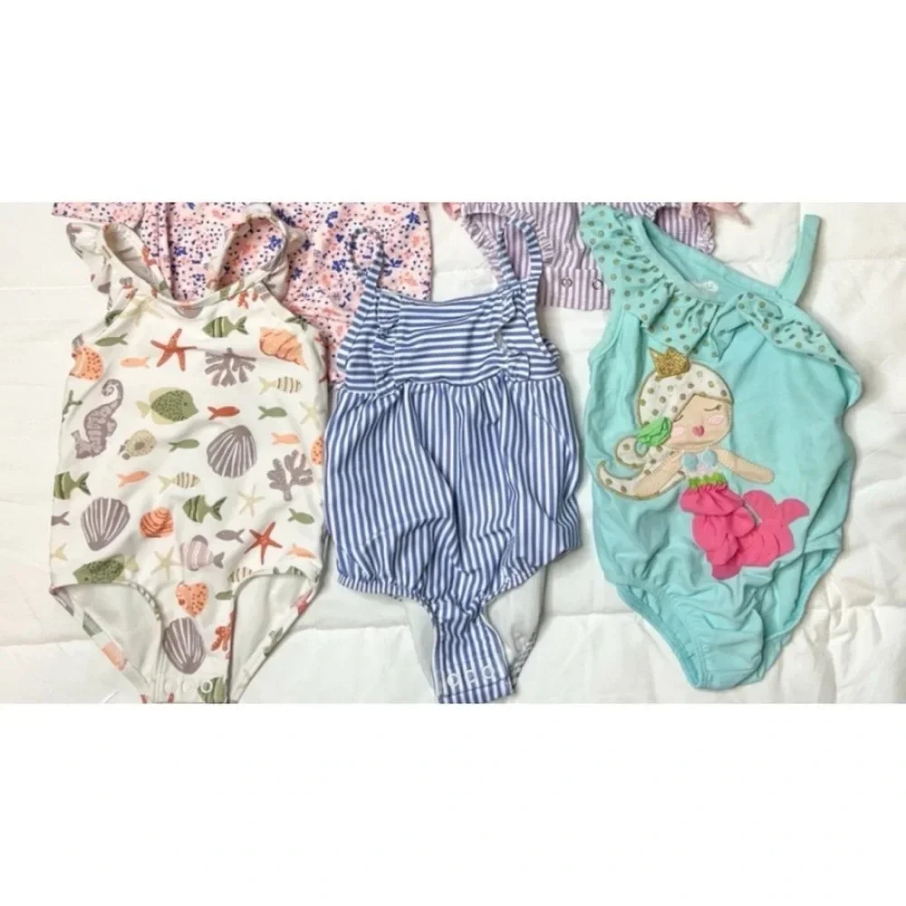 Bundle of 3 Baby / Toddler Girl 12-18 Month One Piece Swimsuits